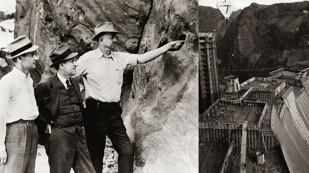 Charlie Shea reviewing construction progress on the Hoover Dam project