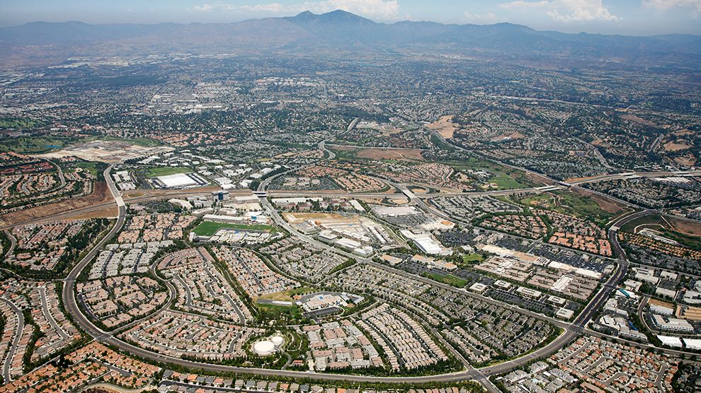 Aerial view of Mission Viejo and Aliso Viejo, California
